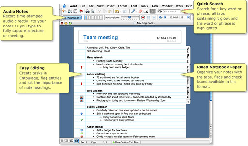 Microsoft Word Notebook Layout View
