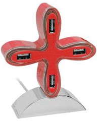 Cross-shaped USB 2.0 4-Port Hub