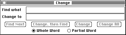 MacWrite's Change dialog box