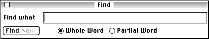 MacWrite's Find dialog box