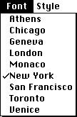font menu