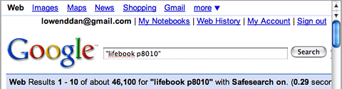 Fujitsu Lifebook P8010 with 46,000 hits