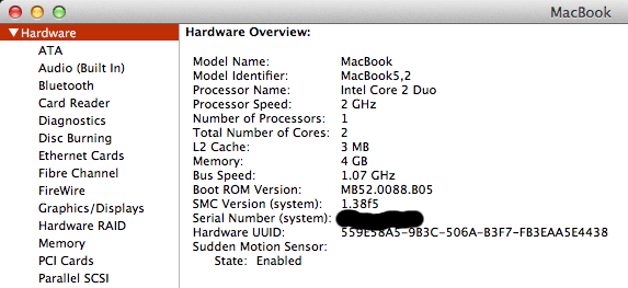 Early 2009 MacBook running OS X 10.7