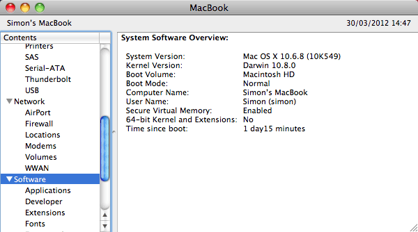 Early 2009 MacBook running OS X 10.6 with 32-bit kernel