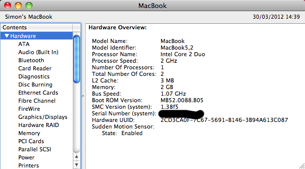 Early 2009 MacBook running OS X 10.6