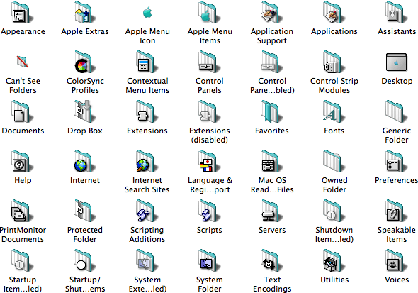 folder icons themed in Bondi blue