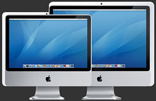 new iMacs in front of older, larger ones