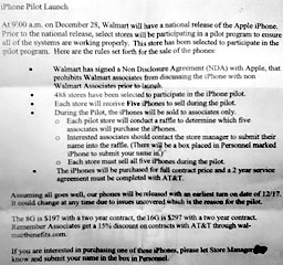 Walmart's iPhone Pilot Launch memo