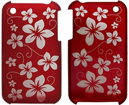 Flower Pattern Scarlet Plastic Back Case Cover for iPhone 3G