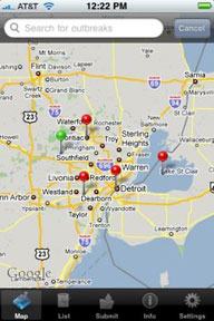 Outbreaks Near Me iPhone app