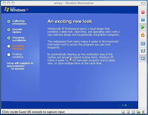 Windows XP running
