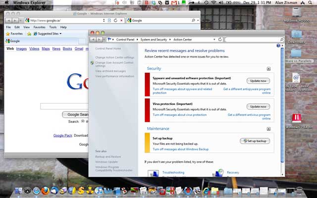 Coherence mode in Parallels Desktop 5.0
