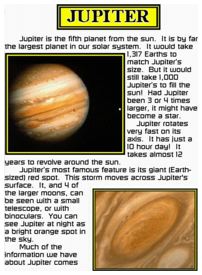 Jupiter Worksheet