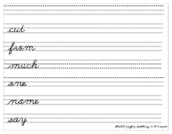 Cursive practice with school fonts