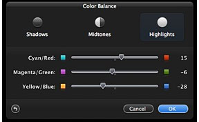 Pixelmator's Color Balance tool