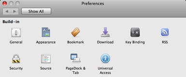 Shiira's Preferences window