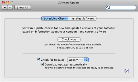 Software Update in System Preferences