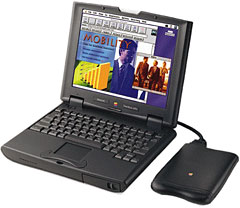 PowerBook 2400c with its floppy drive.