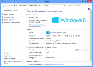 Windows 8 System Screen