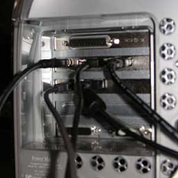 rear of MDD Power Mac with USB cables in place