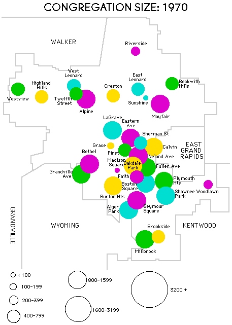 Grand Rapids Christian Reformed Church map, 1970