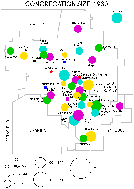 Grand Rapids Christian Reformed Church map, 1980