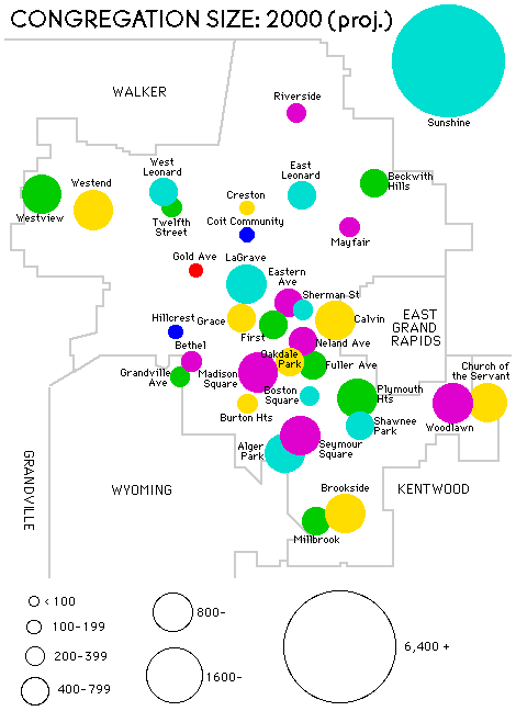 Grand Rapids Christian Reformed Church map, projection for 2000