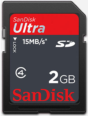 2 GB Class 4 SD card