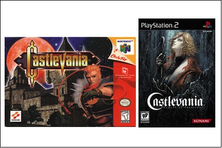 Castlevania 3D has been hit or miss. Castlevania 64 (left) is usually cited as mediocre, while Lament of Innocence (right) has garnered generally favorable reviews.