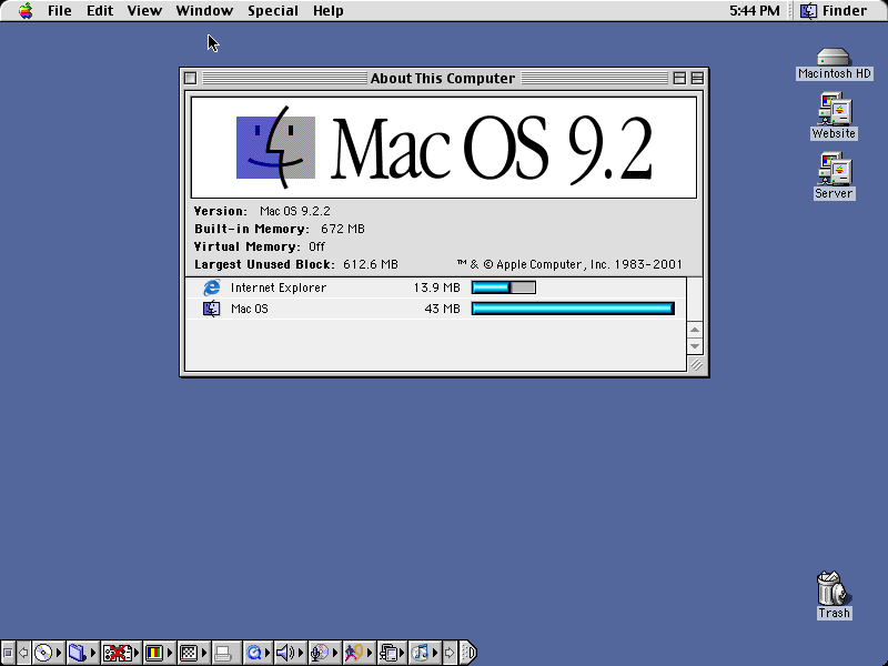 Mac OS 9.2 about screen