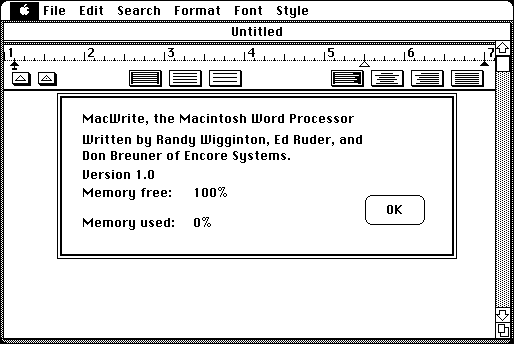 About MacWrite 1.0