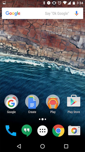 Android 6.0 Marshmallow home screen