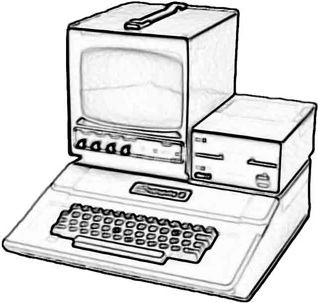 Apple II with 9-inch composite monitor and two floppy drives