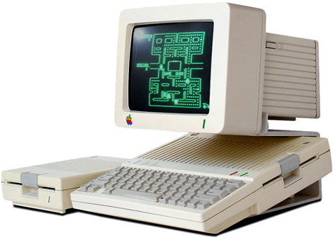 Apple IIc with green screen monitor