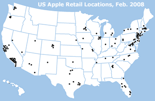 Apple retail store map, 2008
