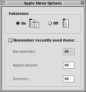 Apple Menu Options control panel