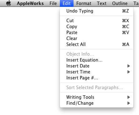 File menu in AppleWorks