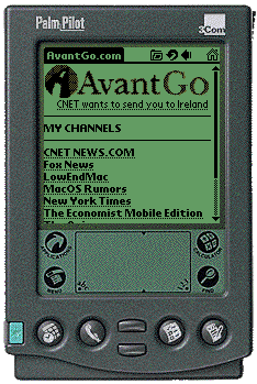 AvantGo home screen on Palm emulator
