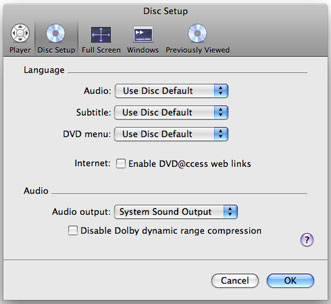 Disc setup in DVD Player