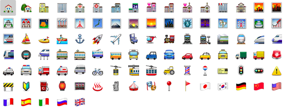 buildings and transportation emoji