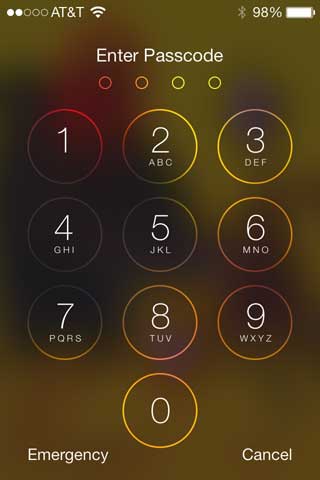 iOS 7 enter passcode