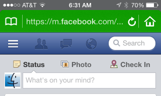 Facebook in Dolphin for iPhone