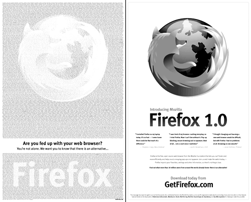 Firefox 2-page ad in The New York Times