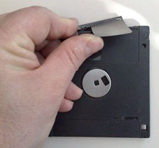 floppy disk with bent shutter