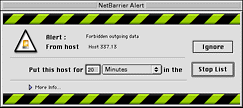 NetBarrier forbidden data transfer warning