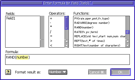 Enter formula for data