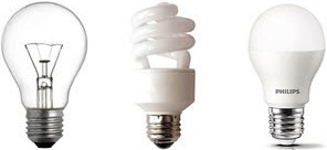 3 types of ligh bulbs