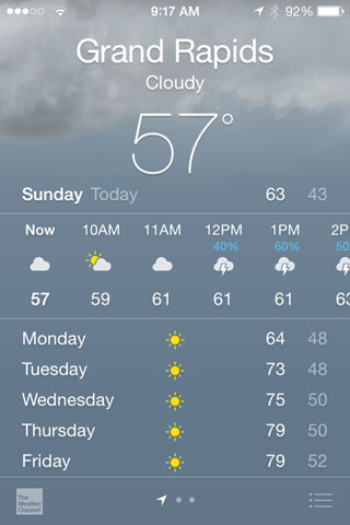 iOS 8 weather app
