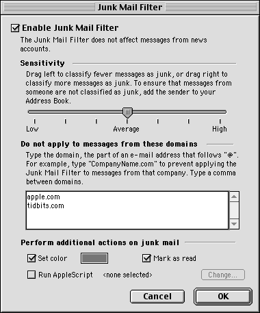 The Junk Mail filter in Outlook Express