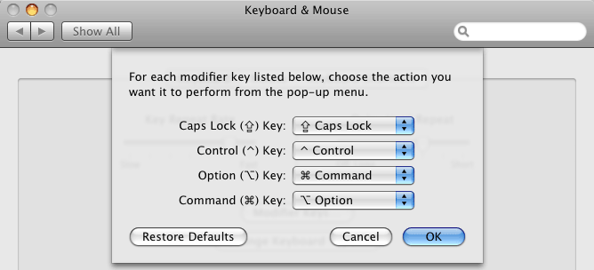 modified keyboard settings